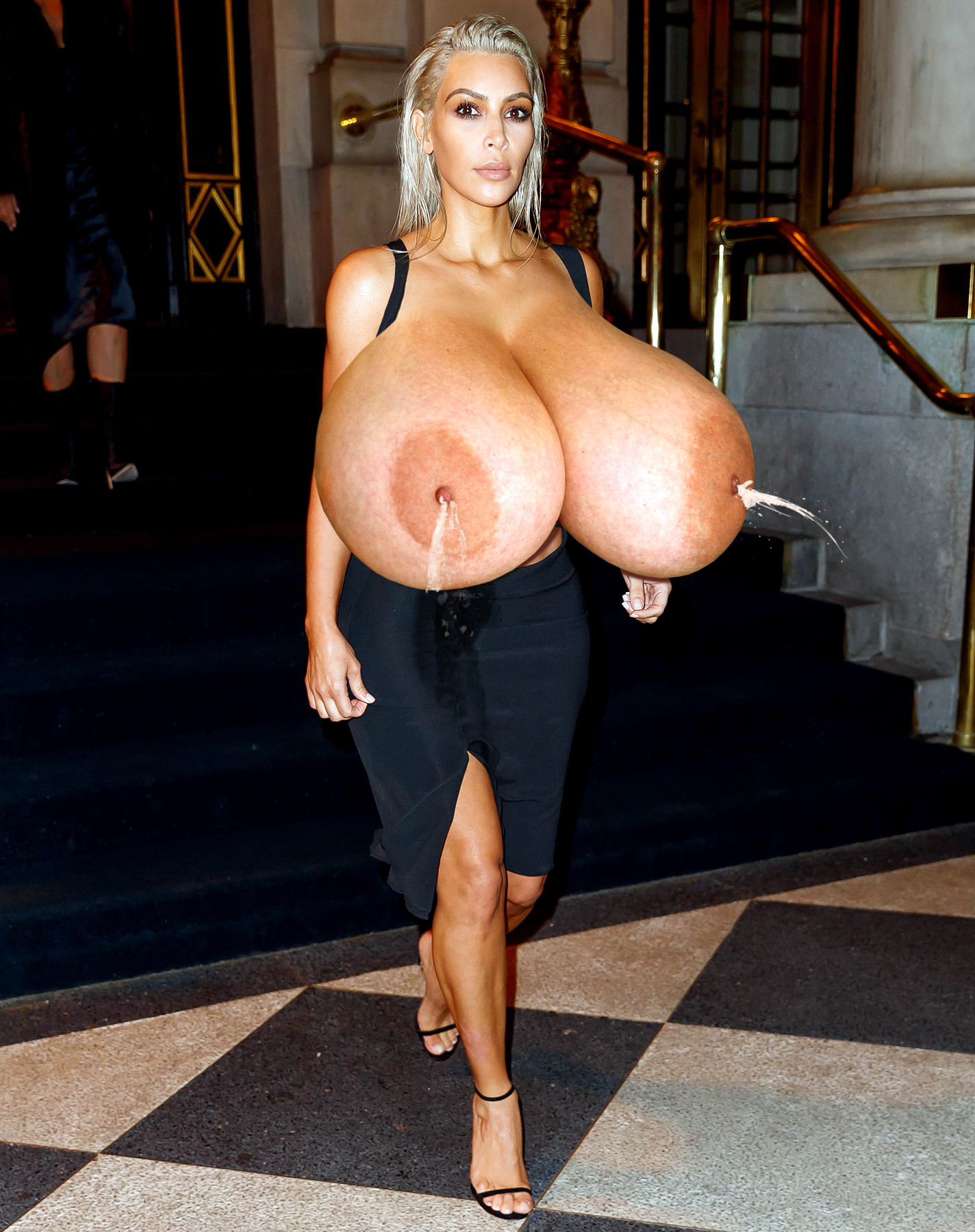 Kim Kardashian huge milking tits â €" Big Boobs Celebrities. 