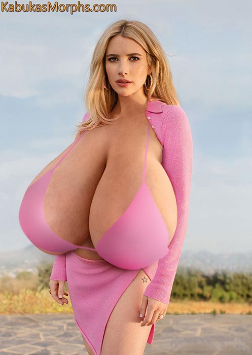 Huge Cock Futanari Morphs - Super skimpy Emma Roberts got huge tits and massive futa cock â€“ Big Boobs  Celebrities